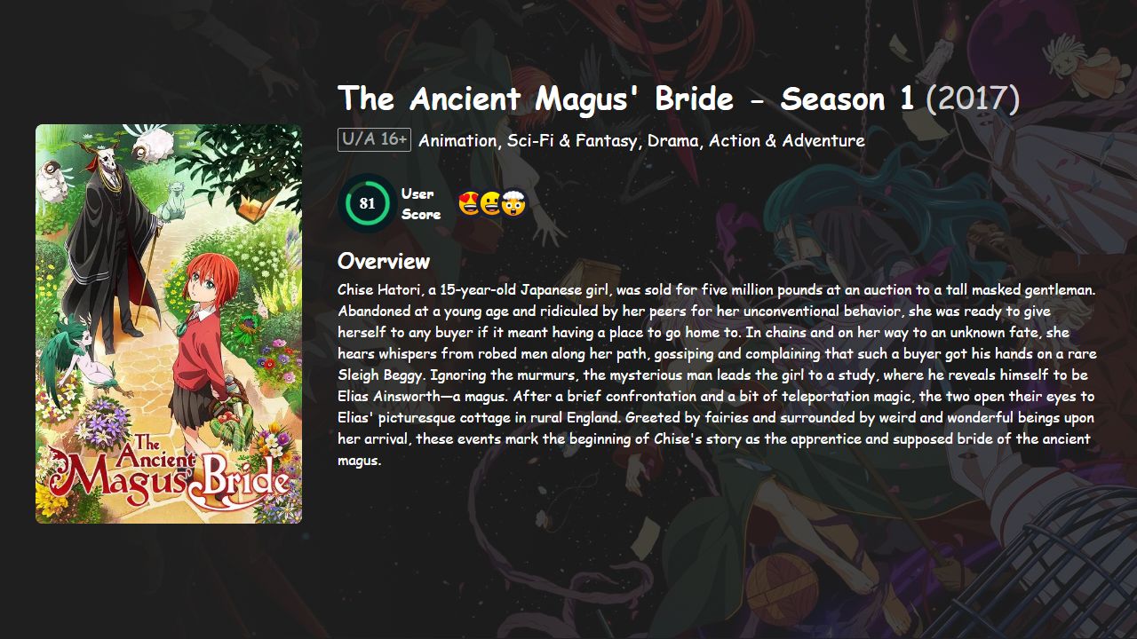 The Ancient Magus’ Bride Season 1 Hindi-English-Japanese Dubbed