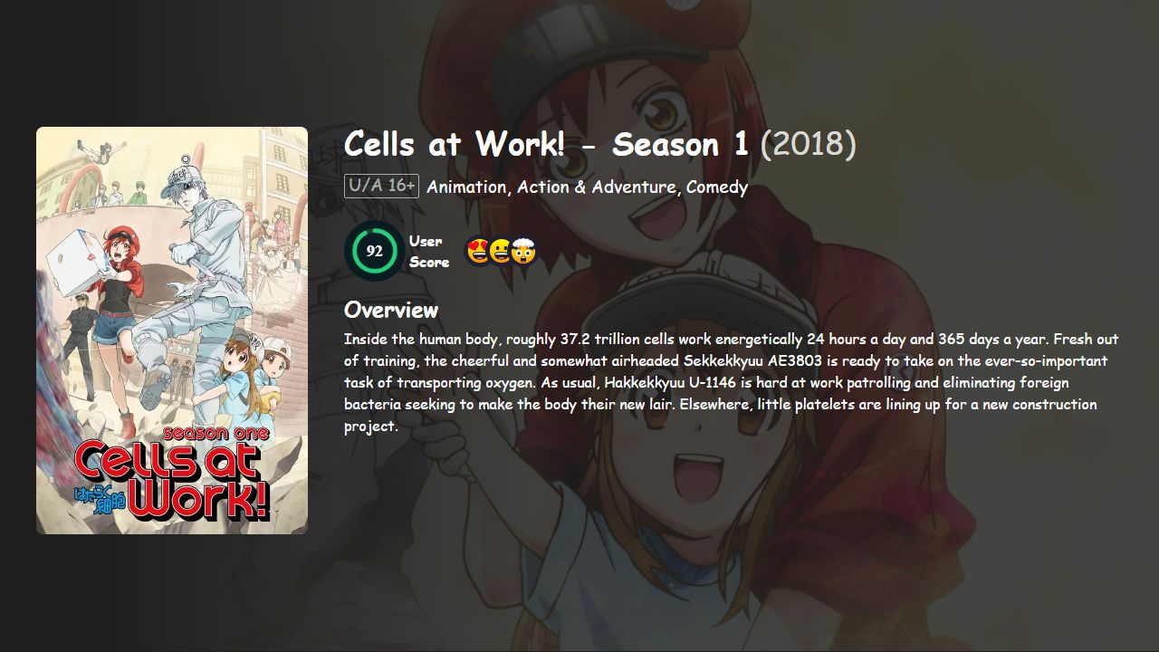 Cells at Work! Season 1 Hindi-English-Japanese Dubbed