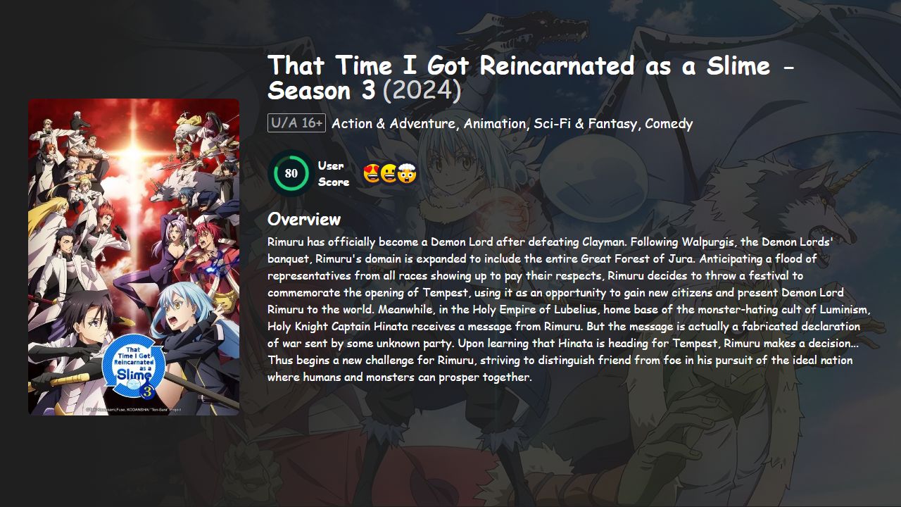 That Time I Got Reincarnated as a Slime Season 3 Hindi-Telugu-Tamil-English-Japanese Dubbed