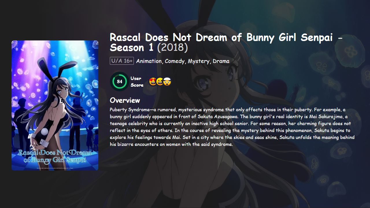 Rascal Does Not Dream of Bunny Girl Senpai Season 1 English-Japanese Dubbed