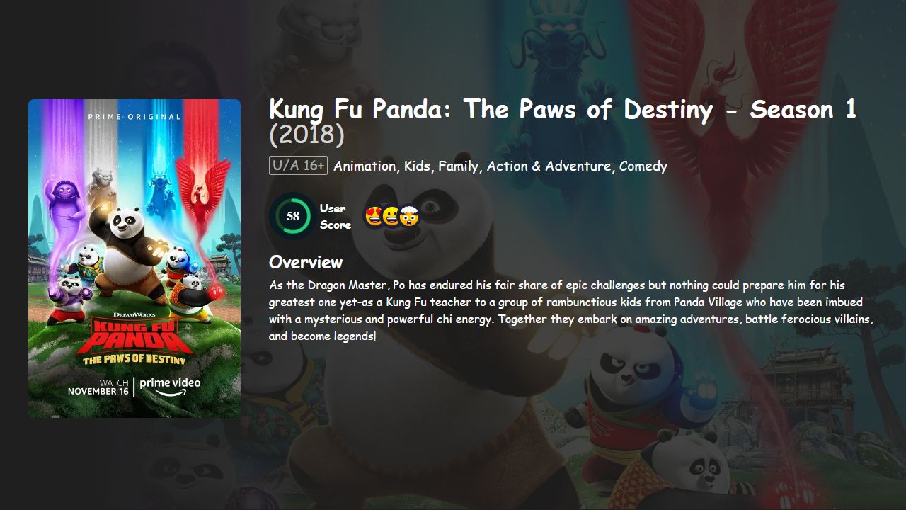 Kung Fu Panda: The Paws of Destiny Season 1 Hindi-English Dubbed