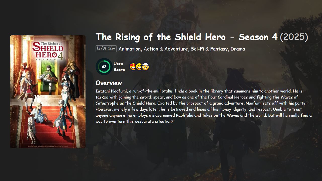 The Rising of the Shield Hero Season 4 Japanese Dubbed