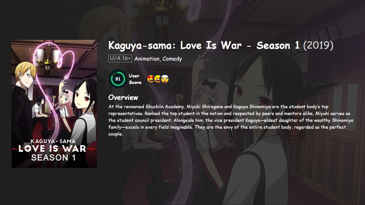 Kaguya-sama: Love Is War Season 1 Hindi-English-Japanese Dubbed