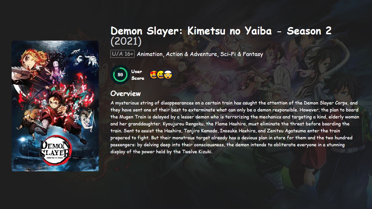 Demon Slayer: Kimetsu no Yaiba Season 2 Hindi-English-Japanese Dubbed