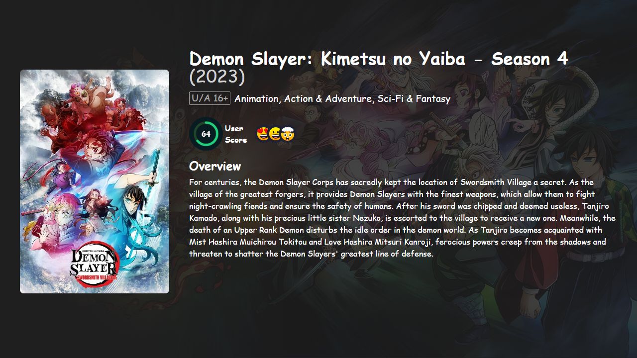 Demon Slayer: Kimetsu no Yaiba Season 4 Hindi-Telugu-Tamil-Japanese Dubbed