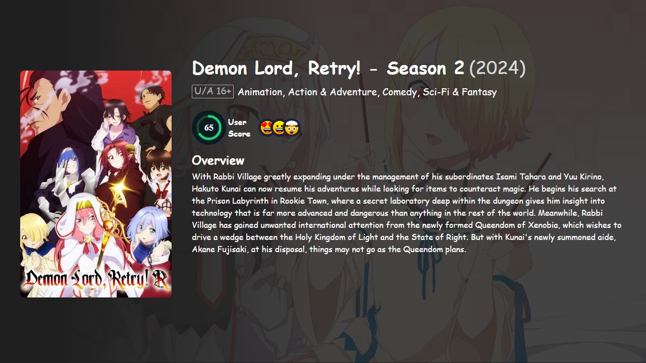 Demon Lord, Retry! Season 2 Hindi-Telugu-Tamil-English-Japanese Dubbed