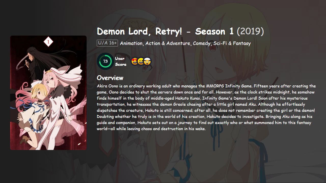 Demon Lord, Retry! Season 1 Hindi-Telugu-Tamil-English-Japanese Dubbed