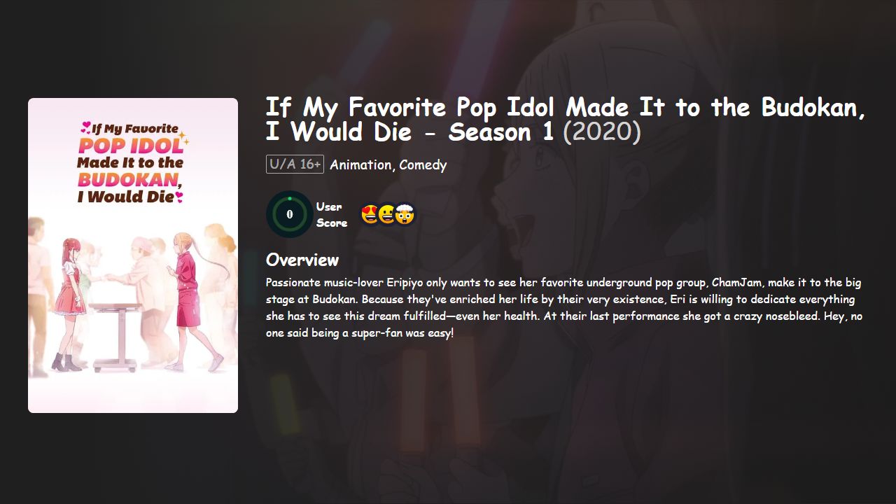 If My Favorite Pop Idol Made It to the Budokan, I Would Die Season 1 Hindi-Telugu-Tamil-English-Japanese Dubbed