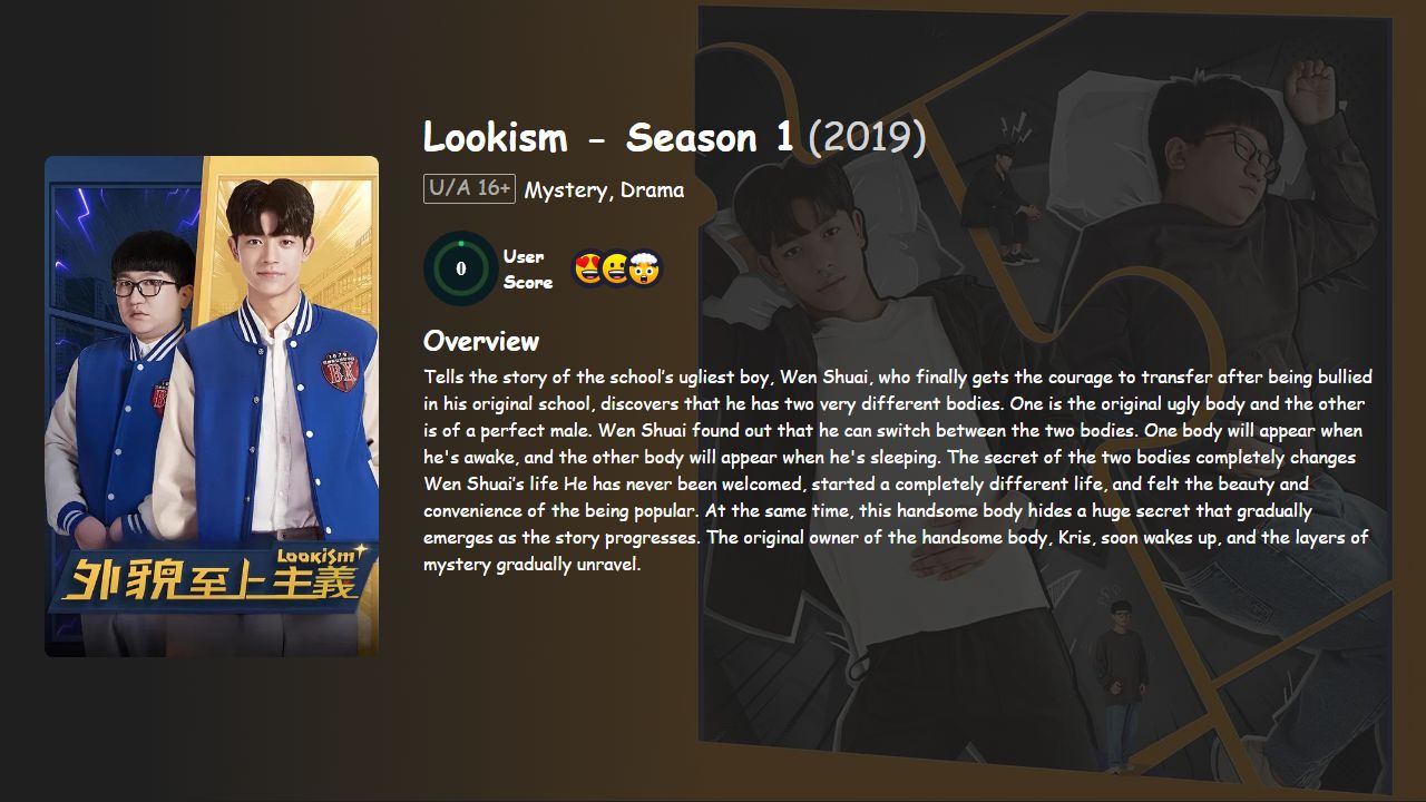 Lookism Season 1 Hindi-Chinese-Korean Dubbed