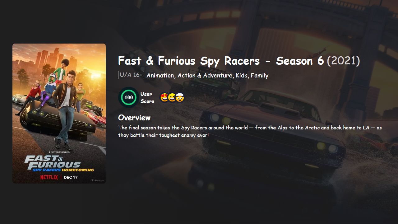 Fast & Furious Spy Racers Season 6 Hindi-English Dubbed