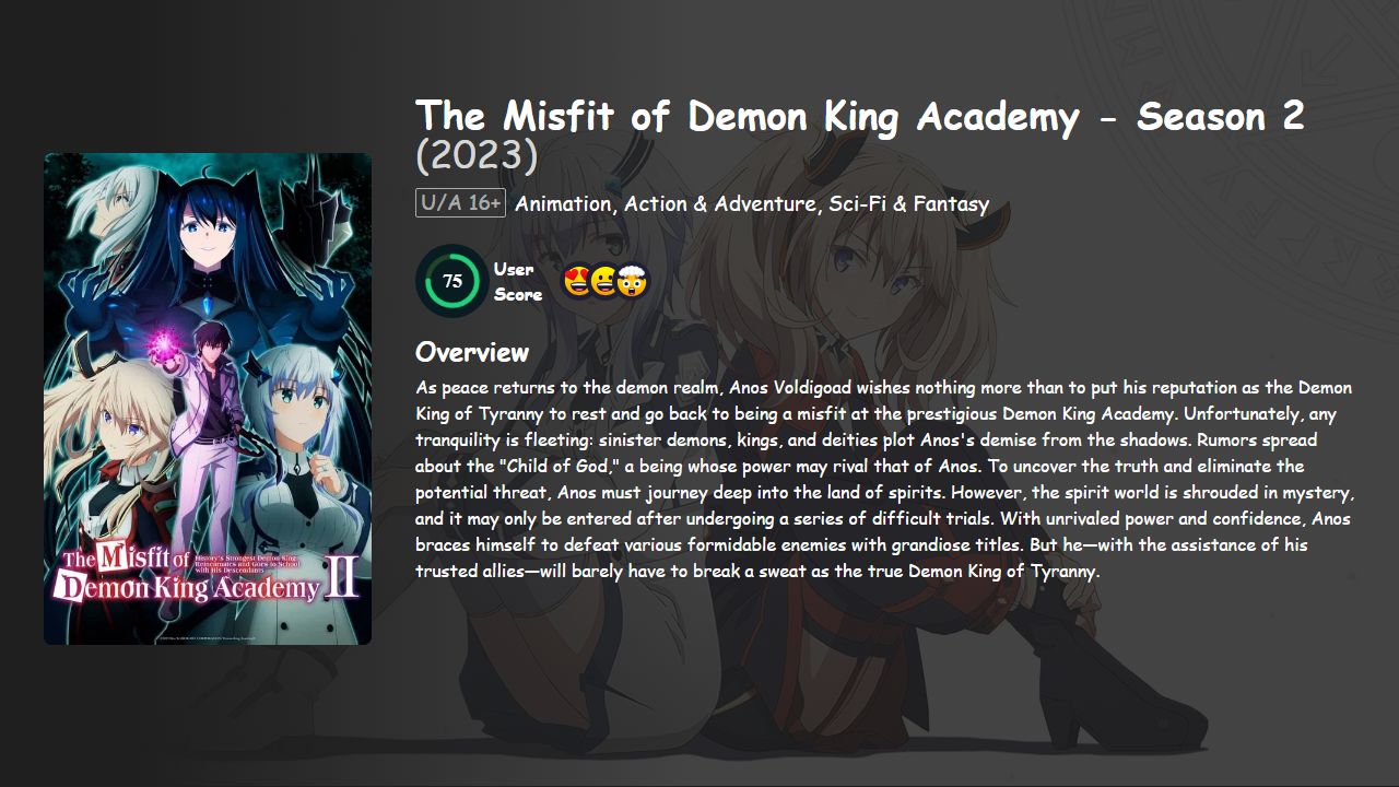 The Misfit of Demon King Academy Season 2 Hindi-English Dubbed