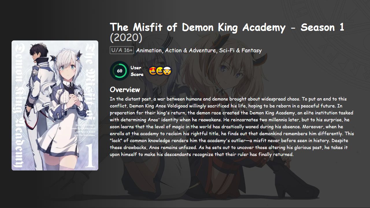 The Misfit of Demon King Academy Season 1 Hindi-Japanese Dubbed
