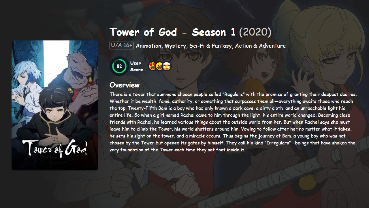 Tower of God Season 1 Hindi-Telugu-Tamil-English-Japanese Dubbed