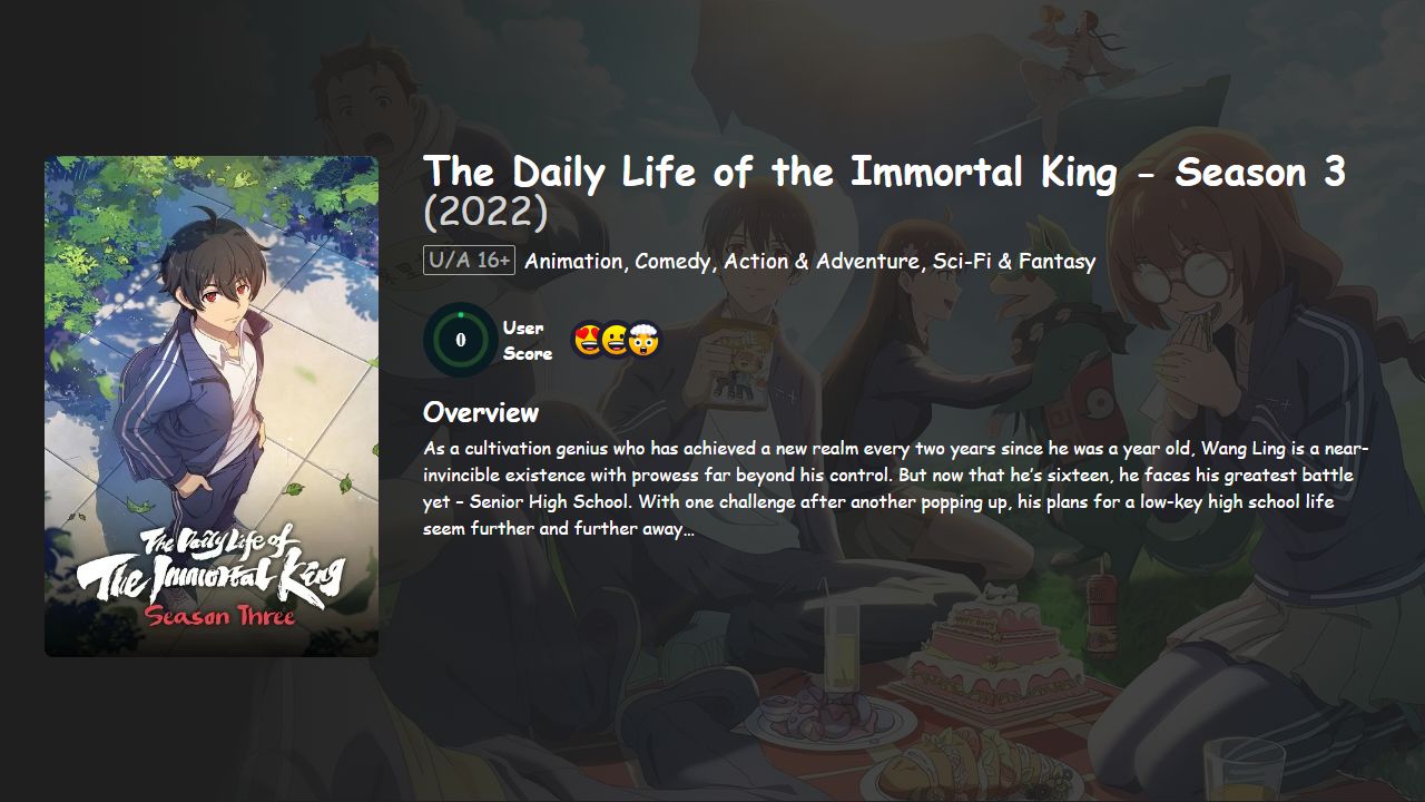 The Daily Life of the Immortal King Season 3 Hindi-Telugu-Tamil-English-Chinese Dubbed